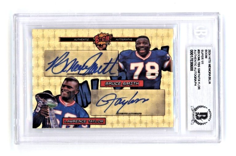 Bruce Smith & Lawrence Taylor 2024 Hits BOOM Super #1/1 Dual Signed BGS BAS Auto