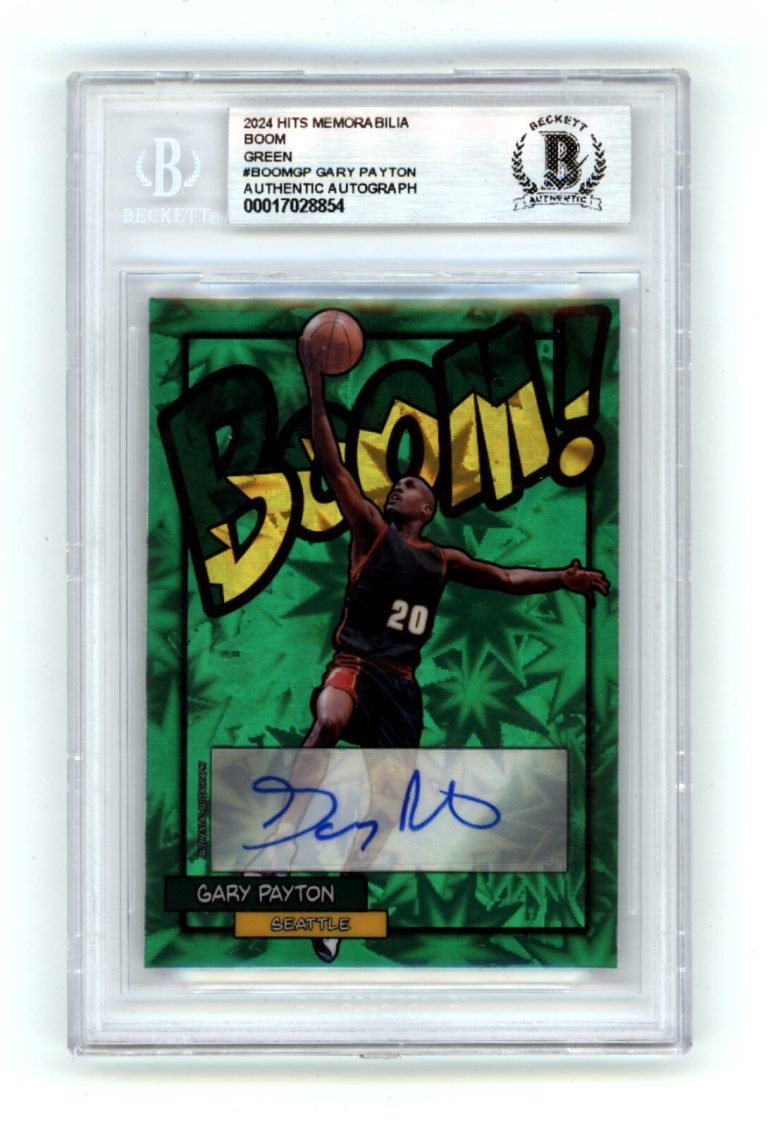 Gary Payton 2024 Hits Memorabilia BOOM Green #/5 Signed BGS BAS Auto Sonics