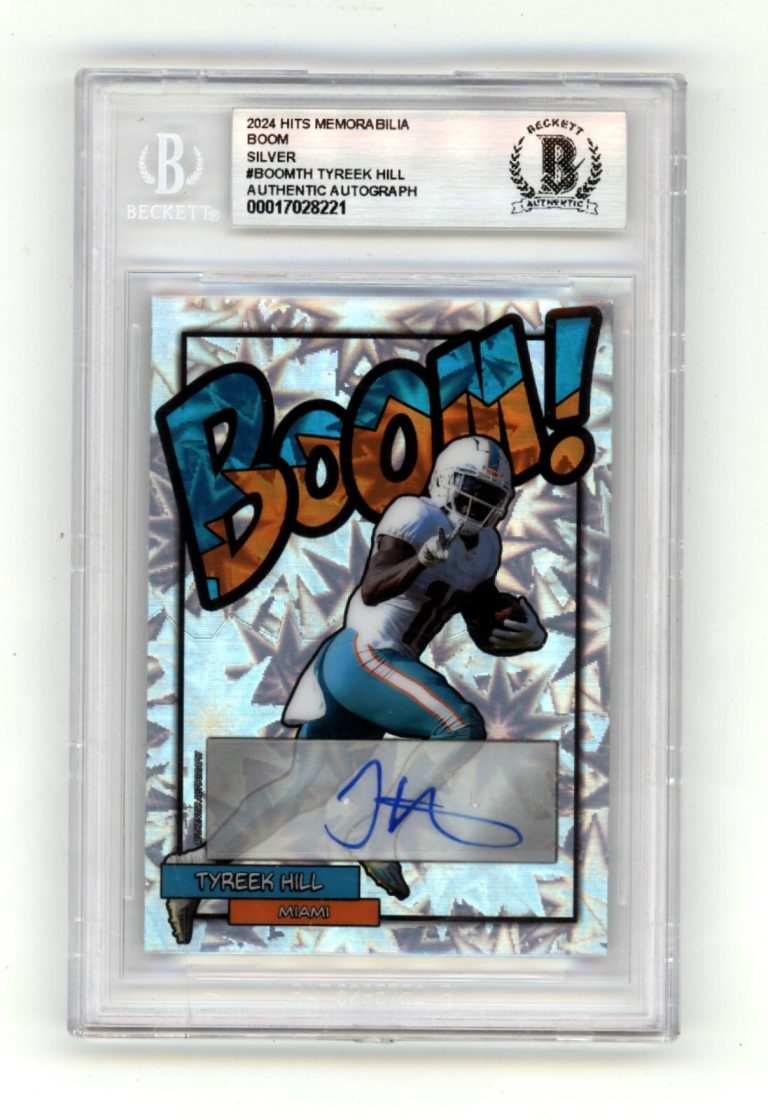 Tyreek Hill 2024 Hits Memorabilia BOOM Silver Signed BGS BAS Auto Dolphins