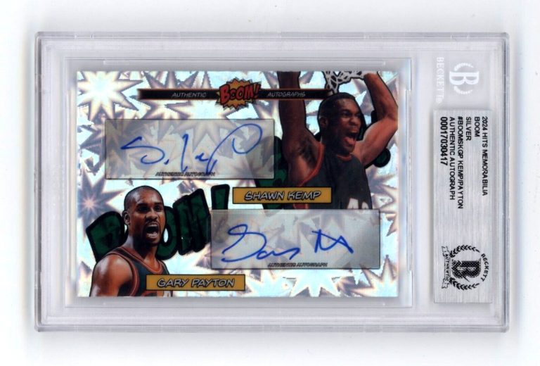 Shawn Kemp & Gary Payton 2024 Hits BOOM Silver Dual Signed BGS BAS Auto Sonics