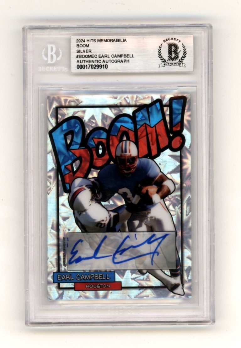 Earl Campbell 2024 Hits Memorabilia BOOM Silver Signed BGS BAS Auto Oilers HOF