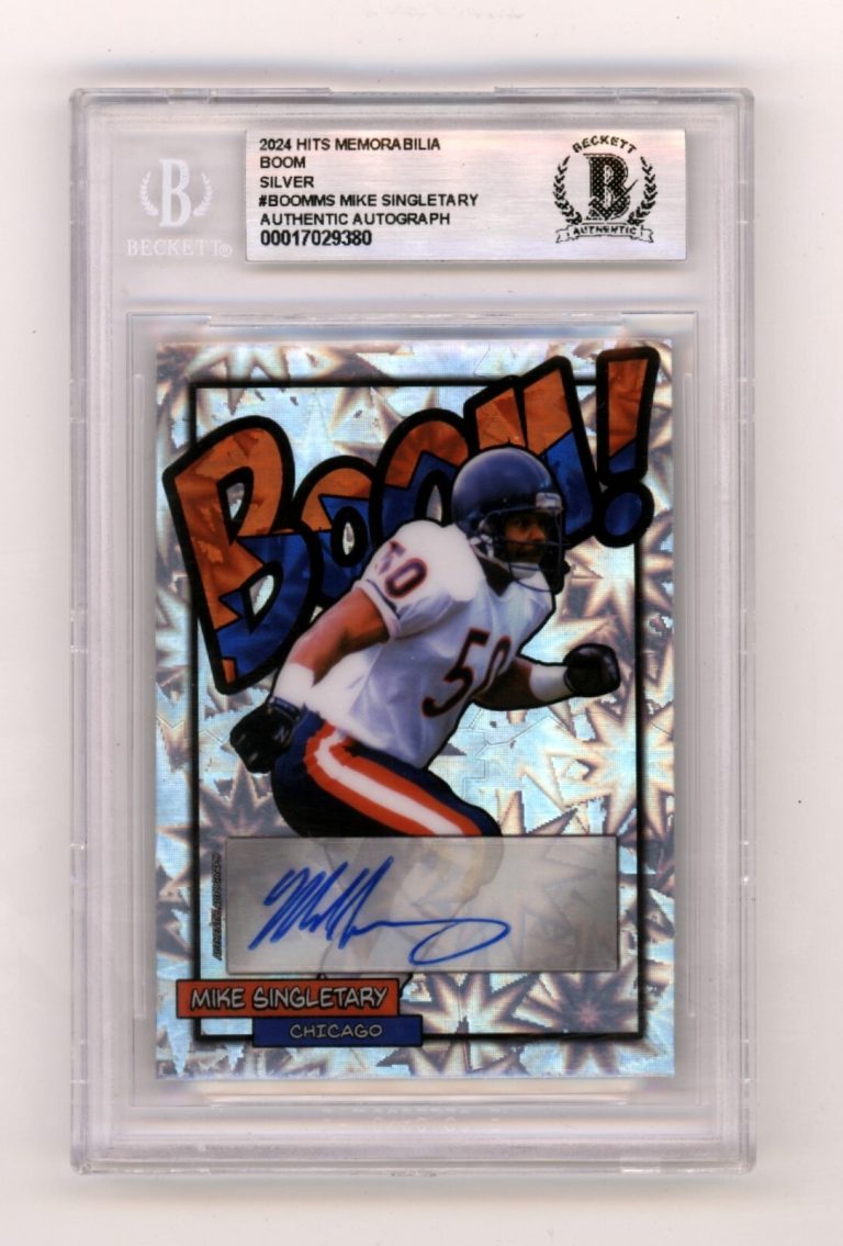 Mike Singletary 2024 Hits Memorabilia BOOM Silver Signed BGS BAS Auto Bears