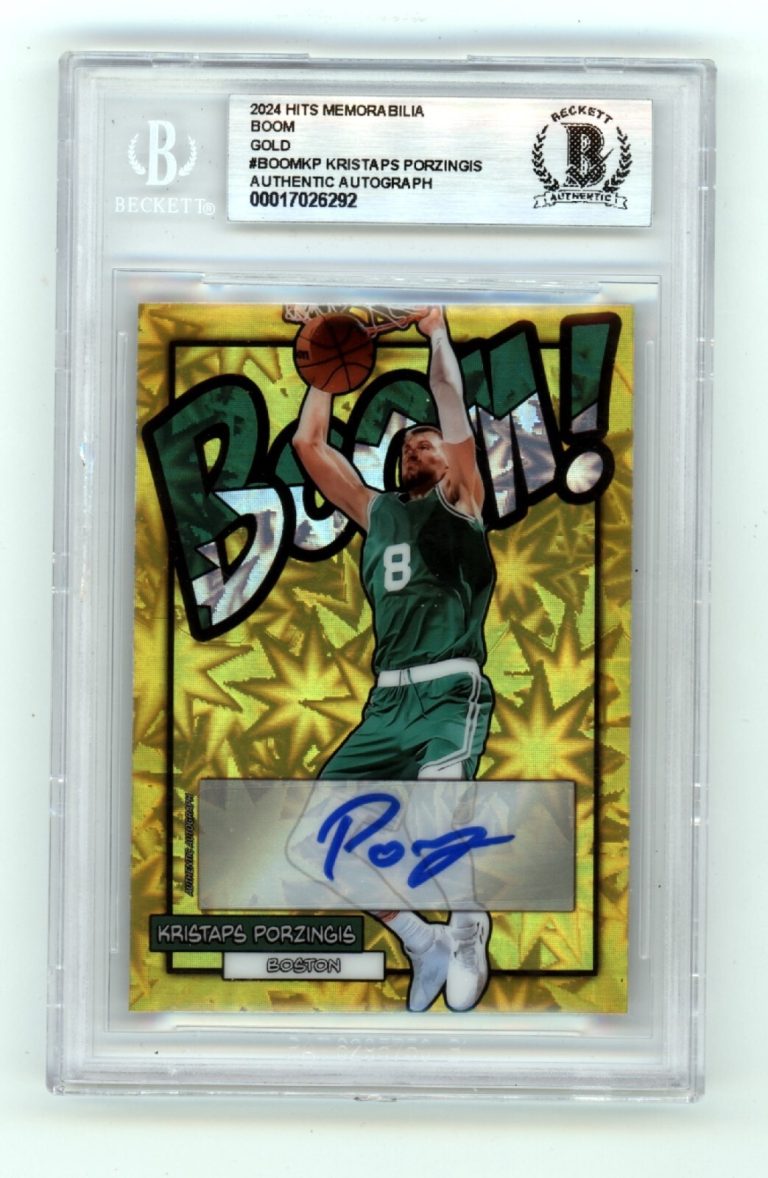Kristaps Porzingis 2024 Hits Memorabilia BOOM Gold JSY #8/10 Signed BGS BAS Auto