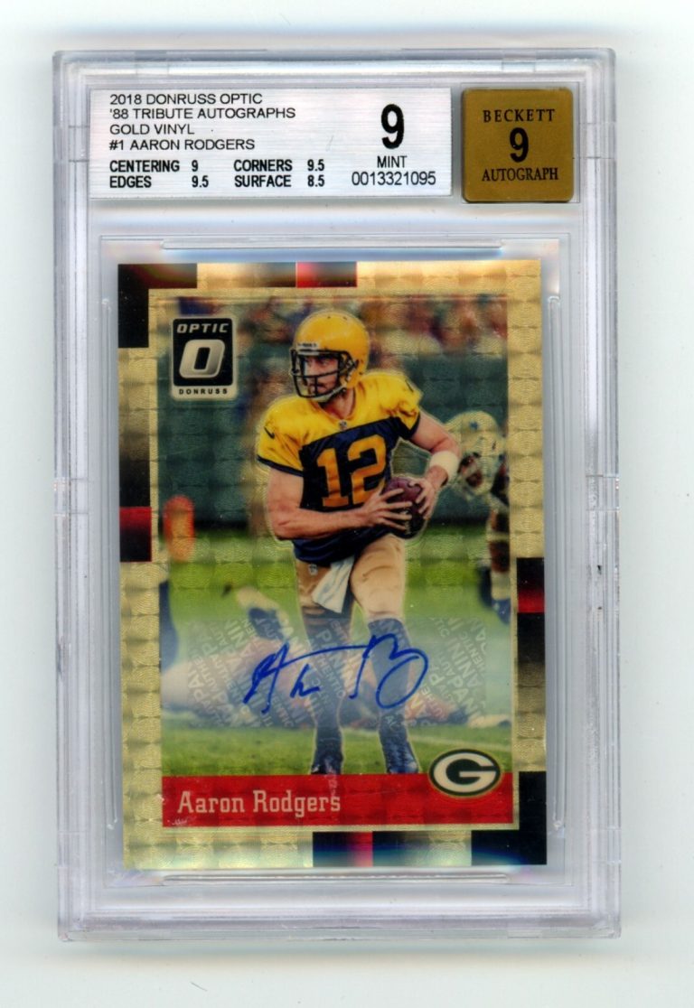 Aaron Rodgers 2018 Donruss Optic '88 Tribute Gold Vinyl Auto #1/1 BGS 9 Packers