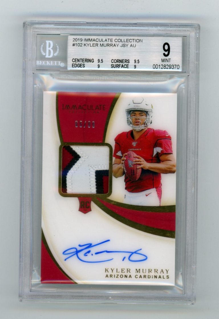 Kyler Murray 2019 Immaculate Collection 102 RPA Patch Auto RC #65/99 BGS 9 10
