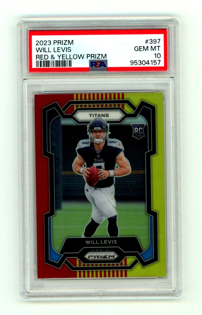 Will Levis 2023 Panini Prizm #397 Red & Yellow Rookie RC SP JERSEY # 8/8 PSA 10