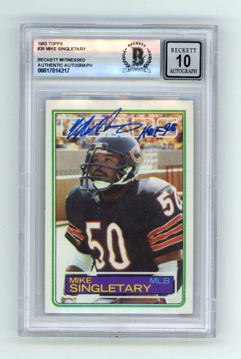 Mike Singletary 1983 Topps #38 Rookie RC HOF Ins Signed Beckett BAS BGS 10 Auto