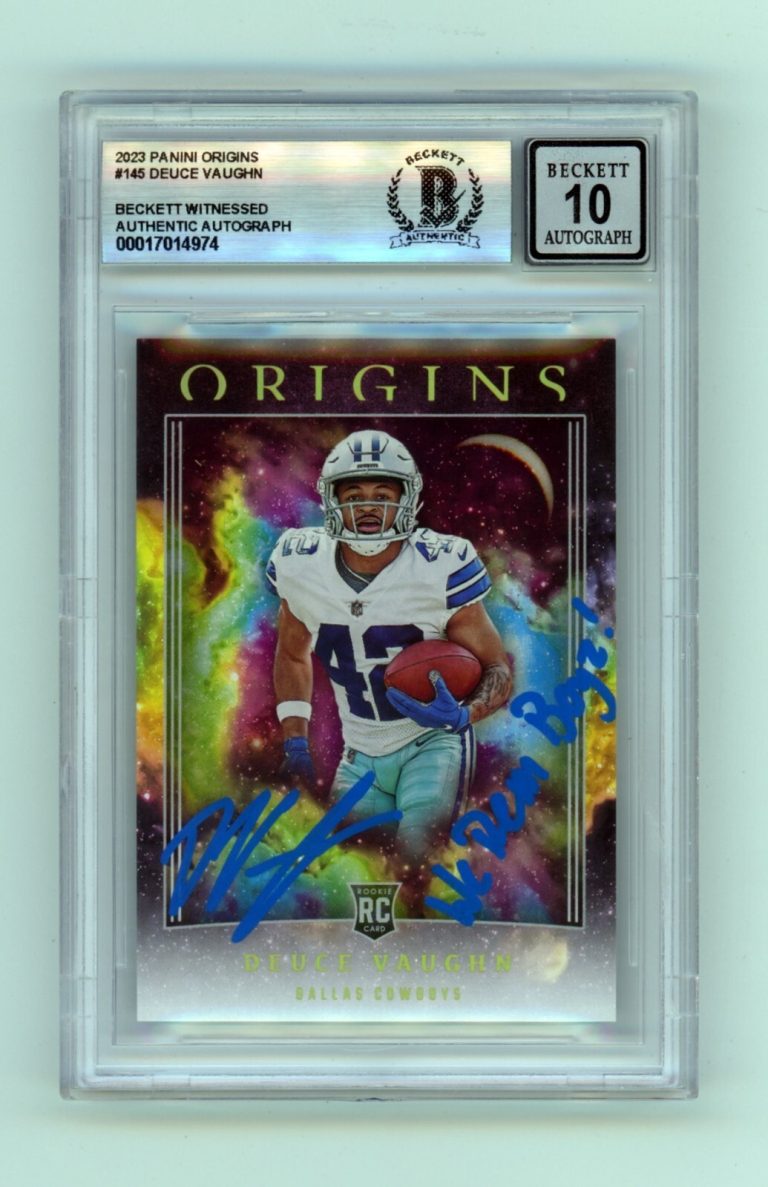 Deuce Vaughn 2023 Origins Signed We Dem Boys! Ins Rookie RC BGS 10 Auto Cowboys