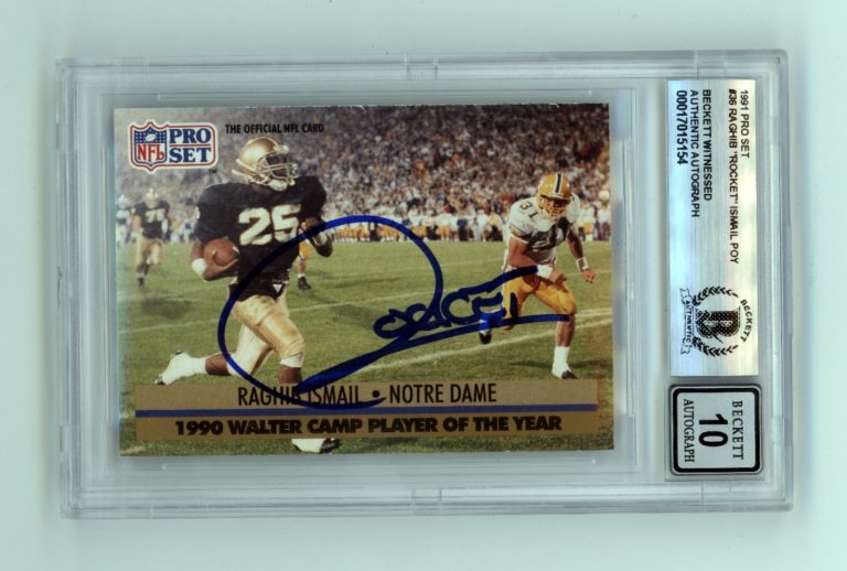 Raghib Rocket Ismail 1991 Pro Set #36 Player of Year POY RC Signed BGS 10 Auto