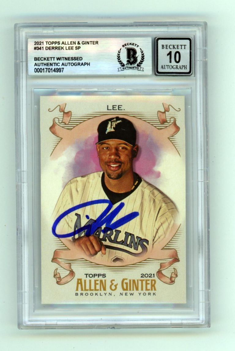 Derrek Lee 2021 Topps Allen & Ginter #341 Signed Beckett Wit BAS BGS 10 Auto