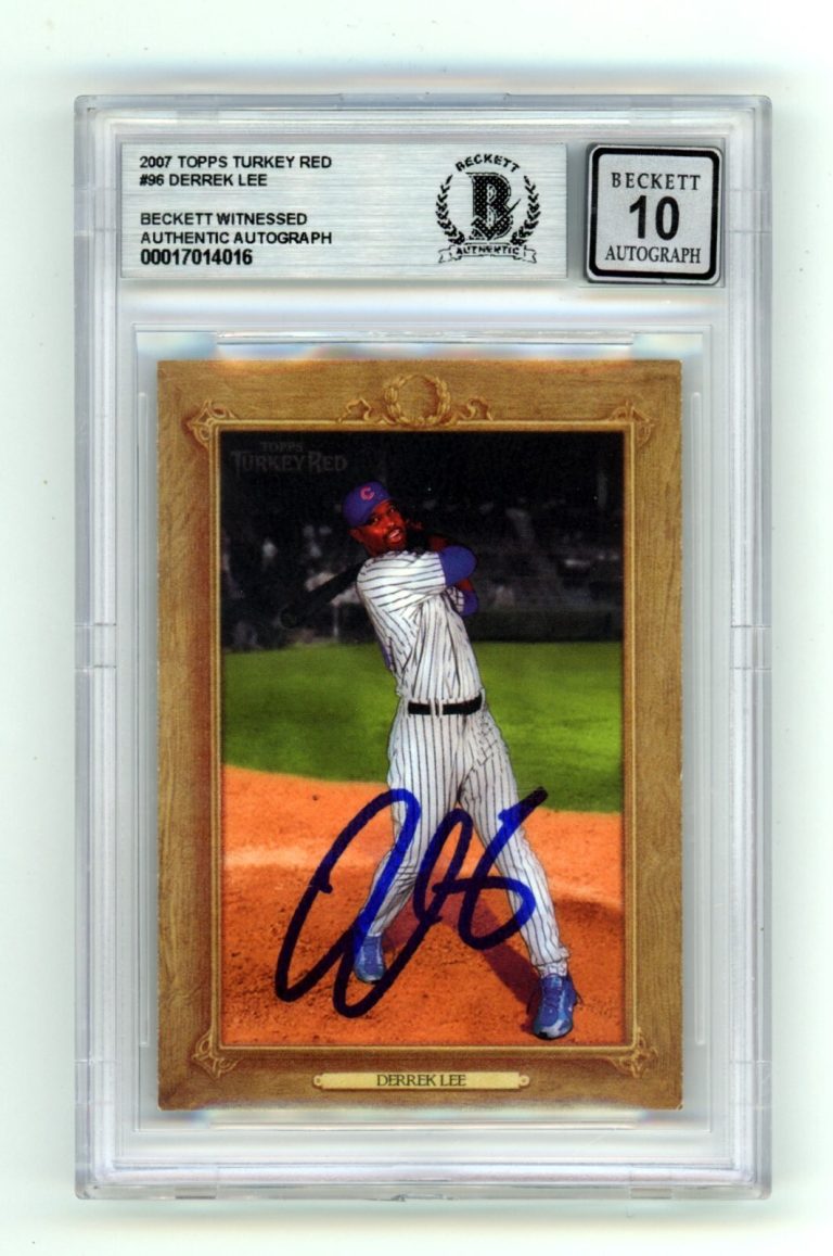 Derrek Lee 2007 Topps Turkey Red #96 Signed Beckett Wit BAS BGS 10 Auto Cubs