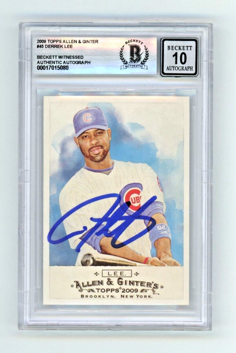 Derrek Lee 2009 Topps Allen & Ginter #45 Signed Beckett Wit BAS BGS 10 Auto Cubs