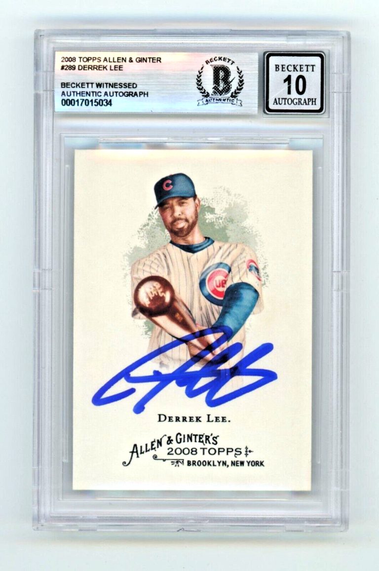 Derrek Lee 2008 Topps Allen & Ginter #289 Signed Beckett Wit BAS BGS 10 Auto