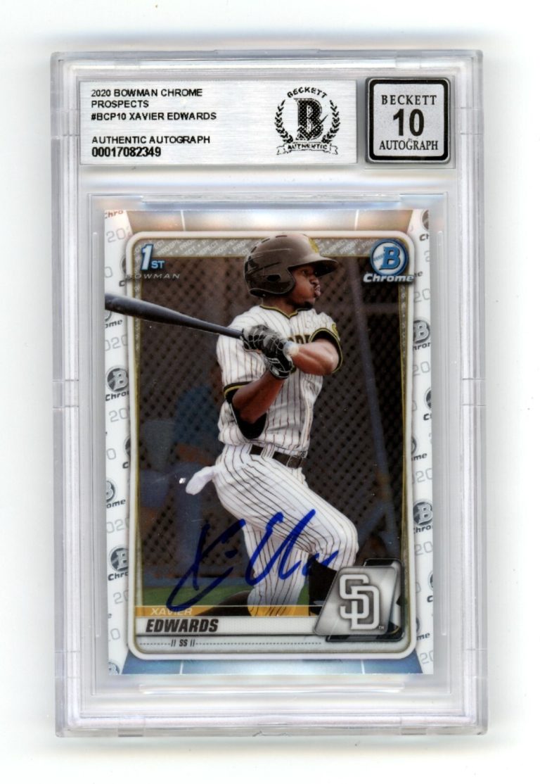 Xavier Edwards 2022 Bowman Chrome Prospects #BCP10 1st Signed BAS BGS 10 Auto