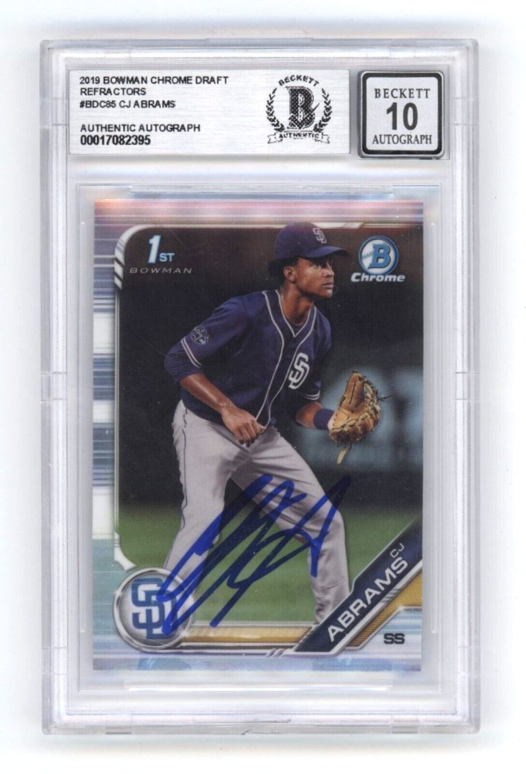 CJ Abrams 2019 Bowman Chrome Draft Refractor BDC85 1st Signed BAS BGS 10 Auto