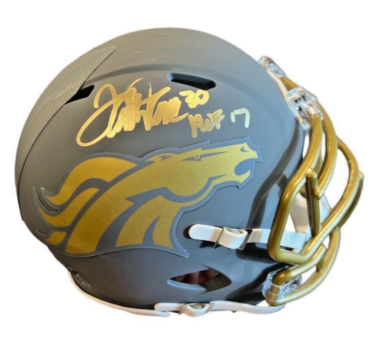 Terrell Davis Signed Denver Broncos Slate Mini Helmet w HOF JSA Witness COA