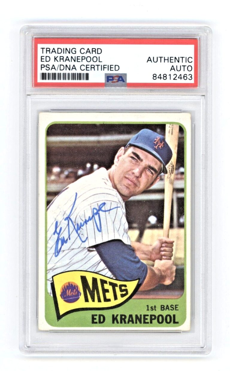 Ed Kranepool 1965 Topps Baseball #144 Signed PSA Authentic Auto New York Mets