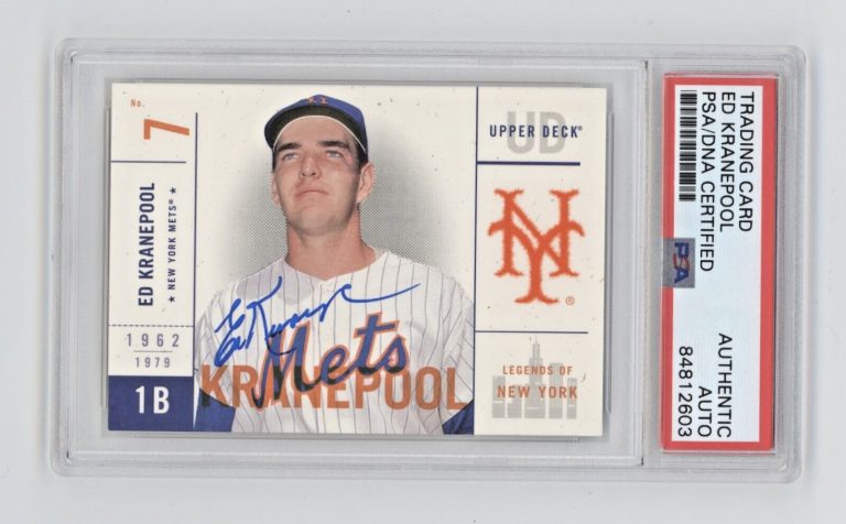 Ed Kranepool 2001 Upper Deck Legends of New York #67 Signed PSA Auth. Auto Mets