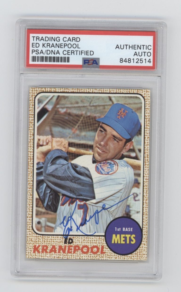 Ed Kranepool 1968 Topps Baseball #92 Signed PSA Authentic Auto New York Mets