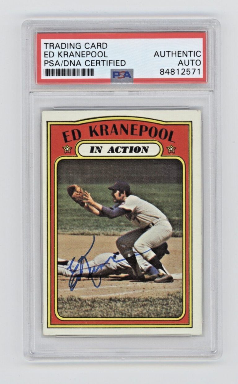 Ed Kranepool 1972 Topps Baseball In Action #182 Signed PSA Authentic Auto Mets
