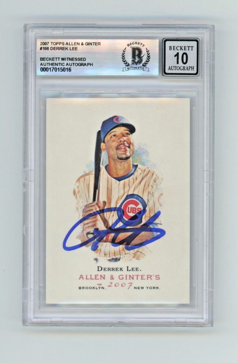 Derrek Lee 2007 Topps Allen & Ginter #166 Signed Beckett Wit BAS BGS 10 Auto
