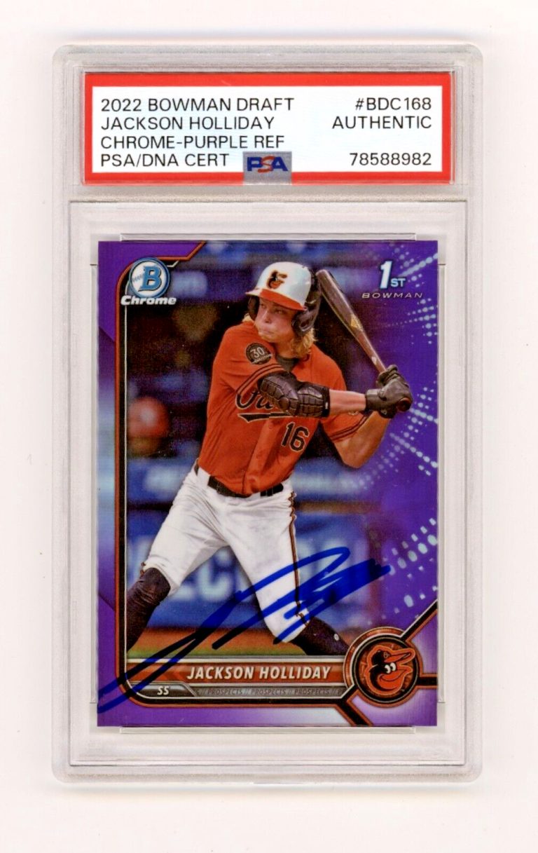 Jackson Holliday 2022 Bowman Chrome Draft Purple Refractor #/250 Signed PSA Auto