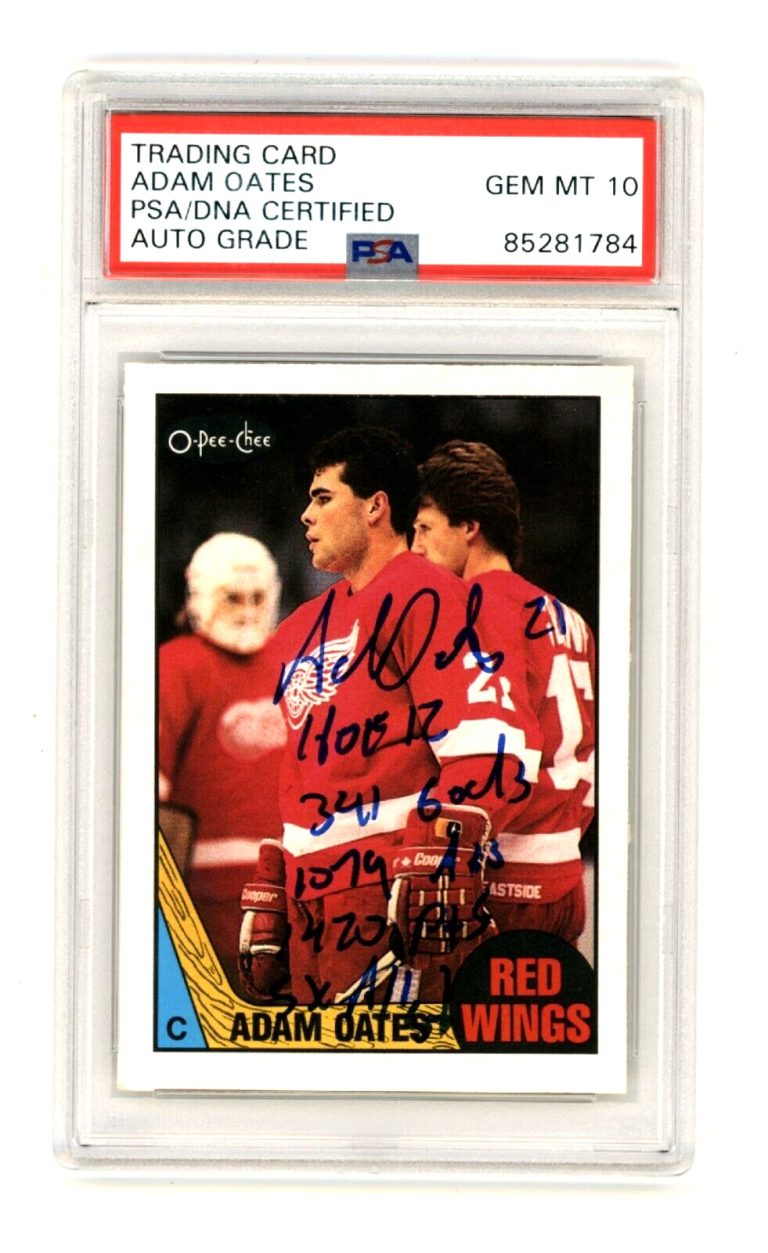 Adam Oates 1987-88 O-Pee-Chee OPC Rookie Card RC w/ 5 Insc. Signed PSA 10 Auto