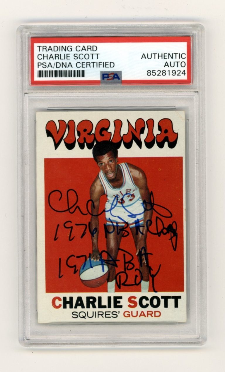 Charlie Scott 1971-72 Topps #190 Rookie RC 2 Inscription Signed PSA Auto HOF B