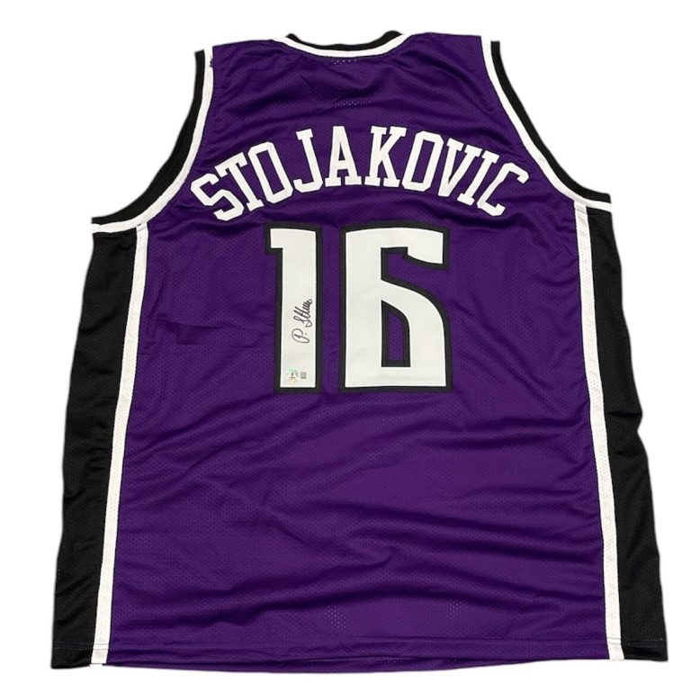 Peja Stojakovic Signed Sacramento Kings Custom Jersey Beckett Witness BAS COA