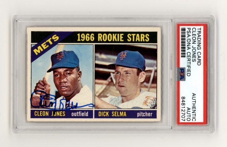Cleon Jones 1966 Topps #67 Mets Rookie Stars RC Signed PSA DNA Authentic Auto
