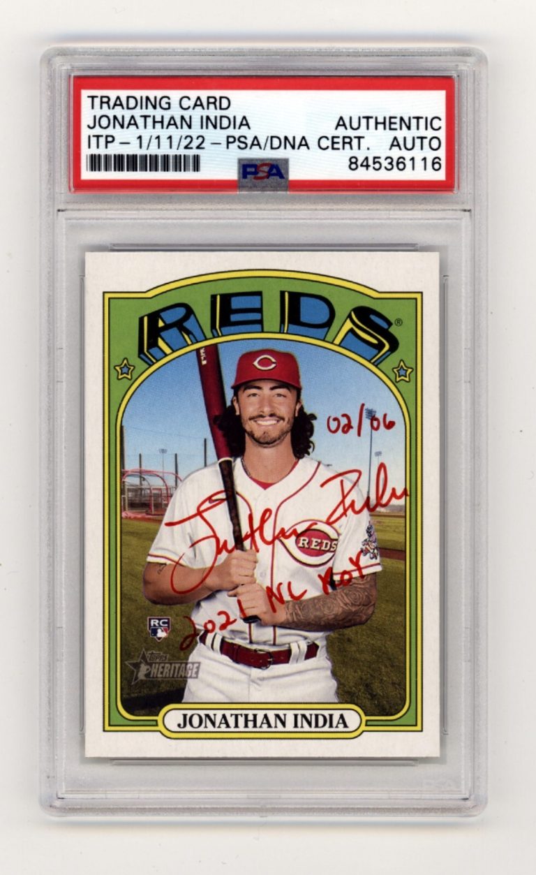 Jonathan India 2021 Topps Heritage High Number RC Red ROY #/6 Signed PSA Auto