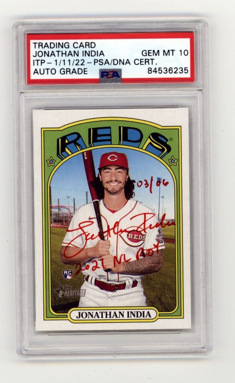 Jonathan India 2021 Topps Heritage High Number RC Red ROY #/6 Signed PSA 10 Auto