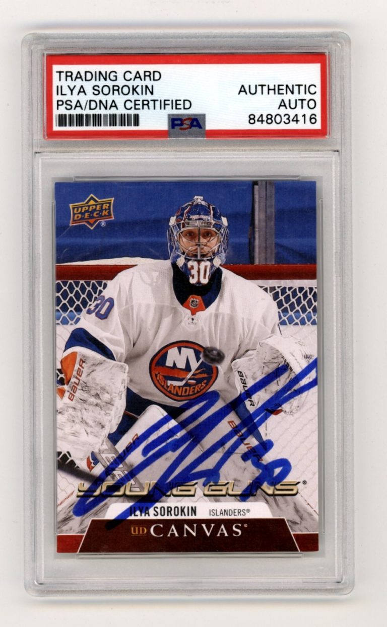 Ilya Sorokin 2020-21 Upper Deck Young Guns Canvas Rookie RC Signed PSA Auto