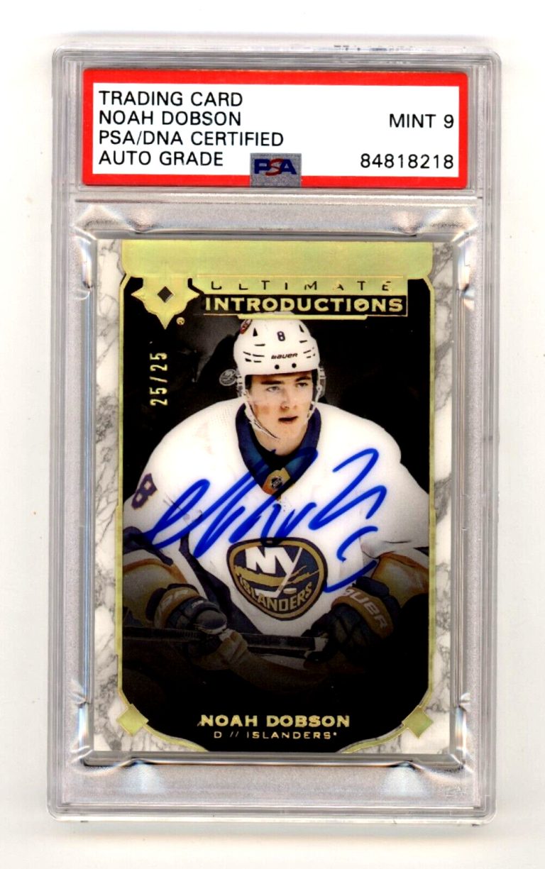 Noah Dobson 2019-20 UD Ultimate Introductions Gold RC #25/25 Signed PSA 9 Auto