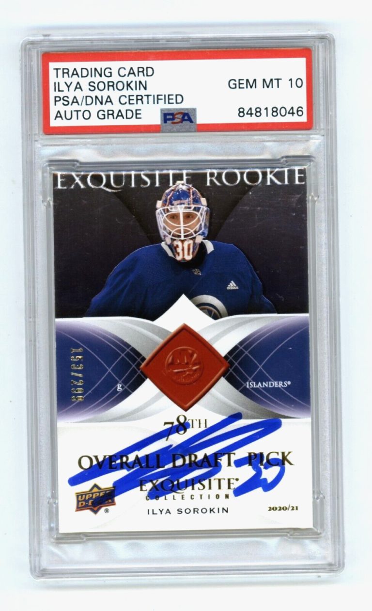 Ilya Sorokin 2020-21 Upper Deck Exquisite Rookie RC #153/299 Signed PSA 10 Auto