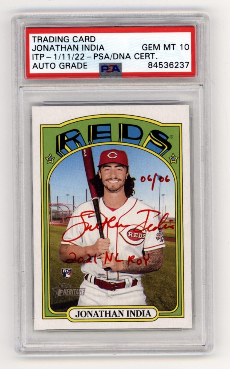 Jonathan India 2021 Topps Heritage High Number RC Red ROY 6/6 Signed PSA 10 Auto