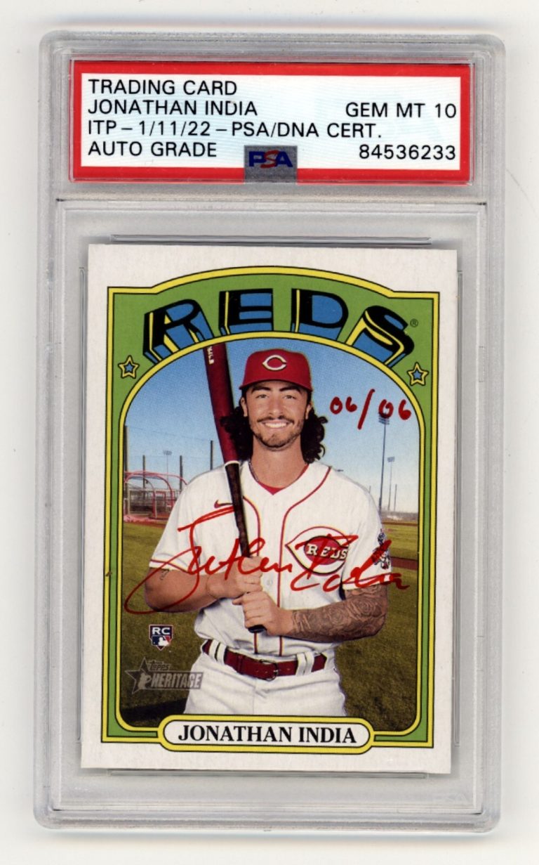 Jonathan India 2021 Topps Heritage High Number RC Red Ink 6/6 Signed PSA 10 Auto