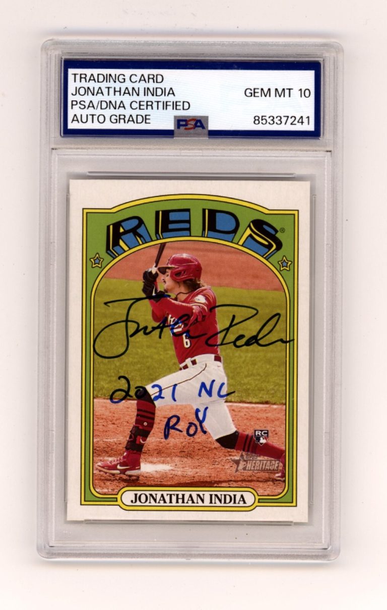 Jonathan India 2021 Heritage #541 Action Variation Signed RC w/ ROY PSA 10 Auto