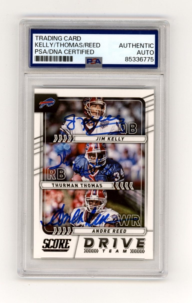 Kelly Thomas Reed 2017 Panini Score Drive Team #9 Triple Signed PSA Auto Bills