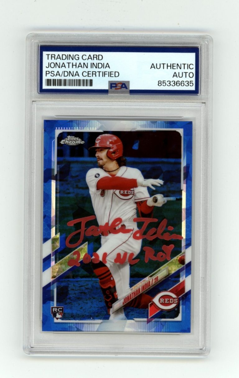 Jonathan India 2021 Topps Chrome Sapphire Update US286 Signed RC w/ ROY PSA Auto