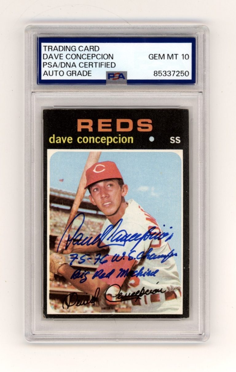 Dave Concepcion 1971 Topps #14 Signed Rookie RC w/ 2 Ins PSA 10 Auto Reds