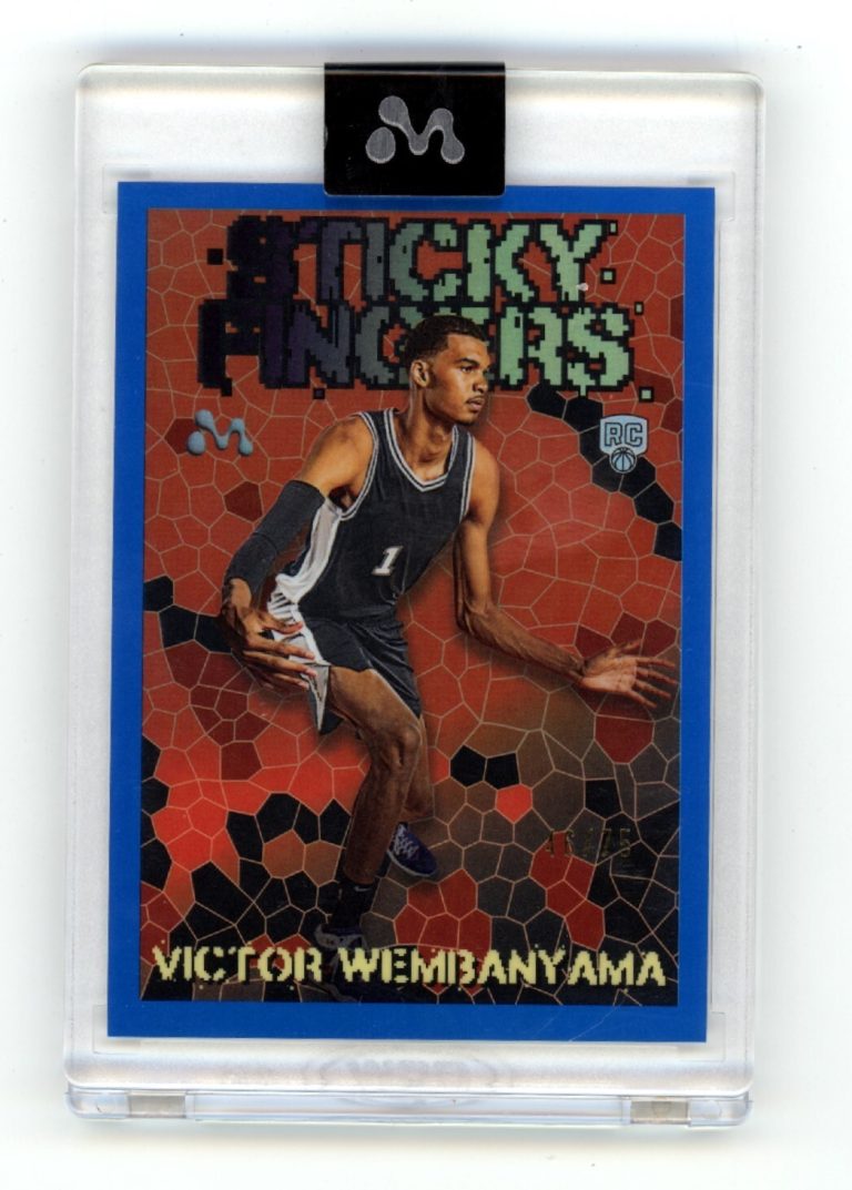 Victor Wembanyama 2023-24 Topps Mercury Sticky Fingers Blue Refractor RC 46/75