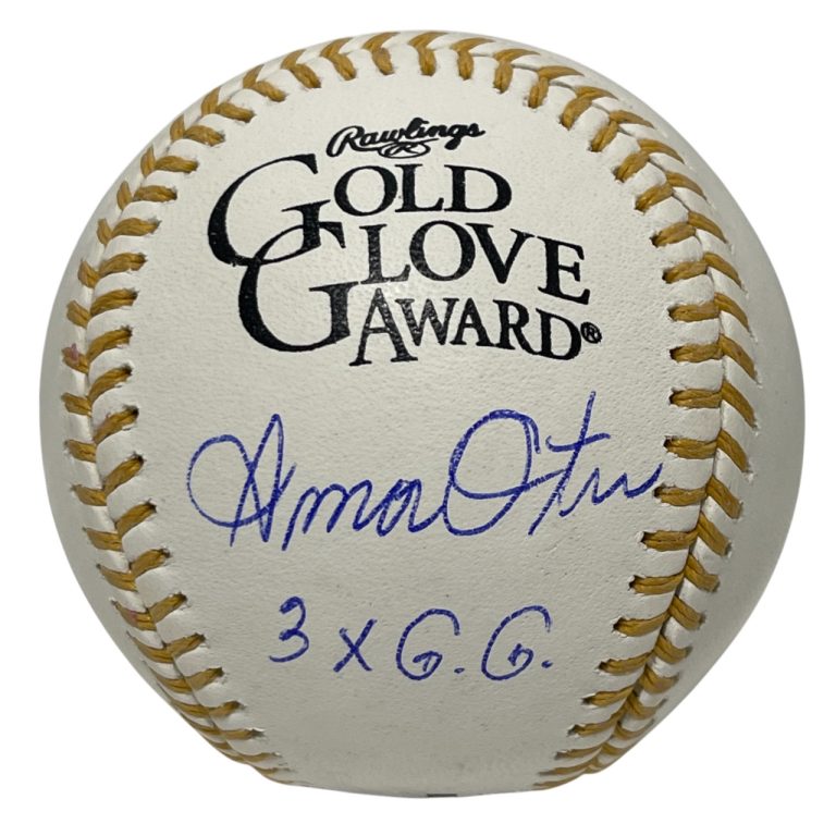 Amos Otis Signed Rawlings Gold Glove Baseball w/ 3x GG Beckett Witness BAS COA