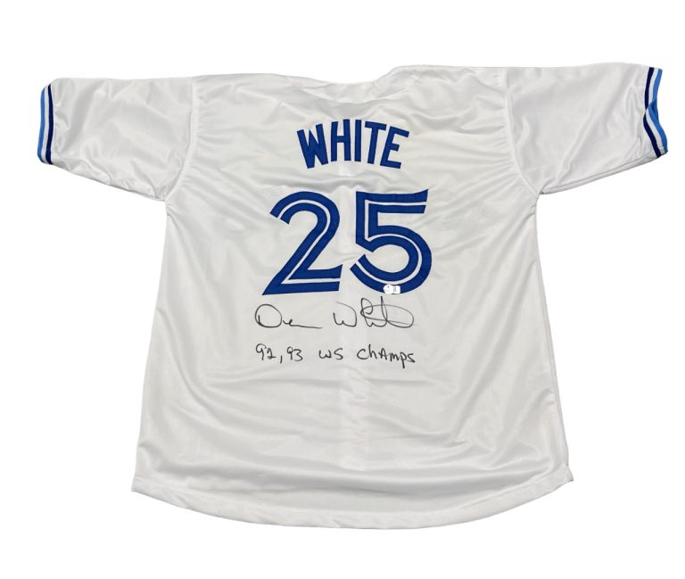 Devon White Signed Toronto Blue Jays Custom Jersey w 92 93 WSC Beckett W BAS COA