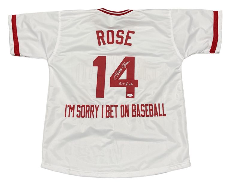 Pete Rose Signed Cincinnati Reds Custom Im Sorry Jersey w/ Hit King JSA COA