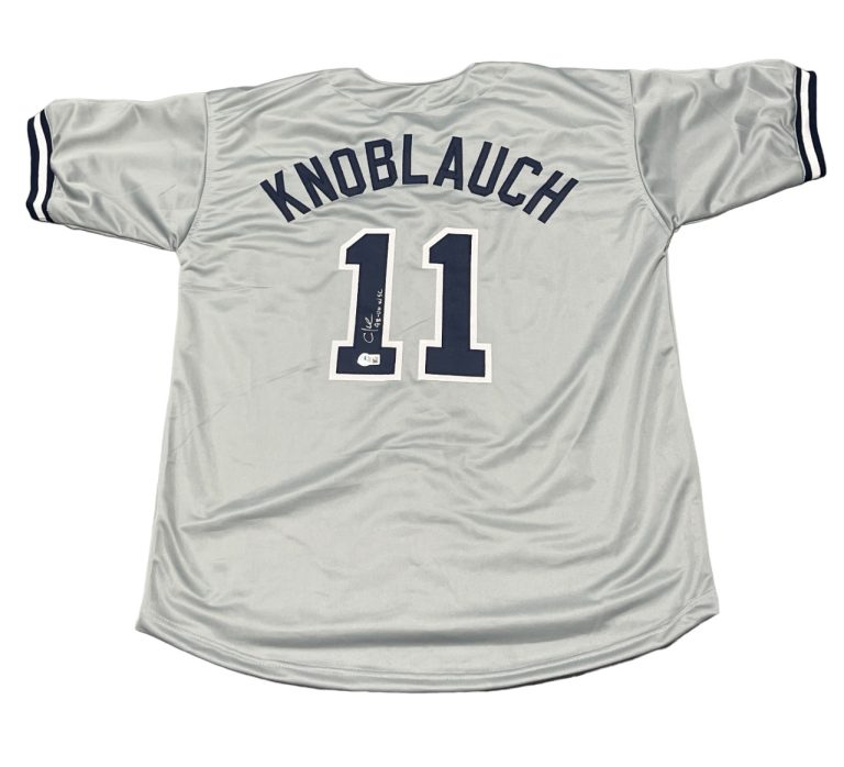 Chuck Knoblauch Signed NY Yankees Custom Jersey w/ 98-00 WSC Beckett W BAS COA