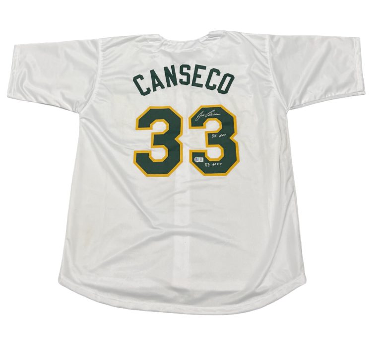 Jose Canseco Signed Oakland Athletics Custom Jersey w/ 2 Insc Beckett W BAS COA