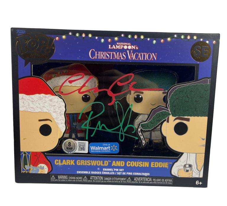 Chevy Chase & Randy Quaid Signed Auto Vacation Funko Pop Pins Beckett BAS W COA