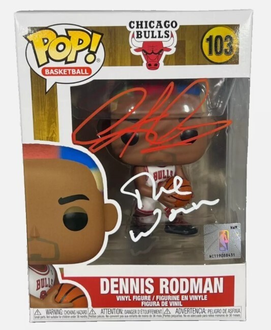 Dennis Rodman Signed Auto Funko Pop #103 The Worm Beckett Witness BAS COA Bulls