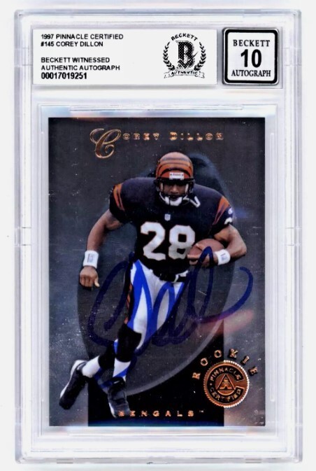 Corey Dillon 1997 Pinnacle Certified Rookie RC Signed Beckett BAS BGS 10 Auto